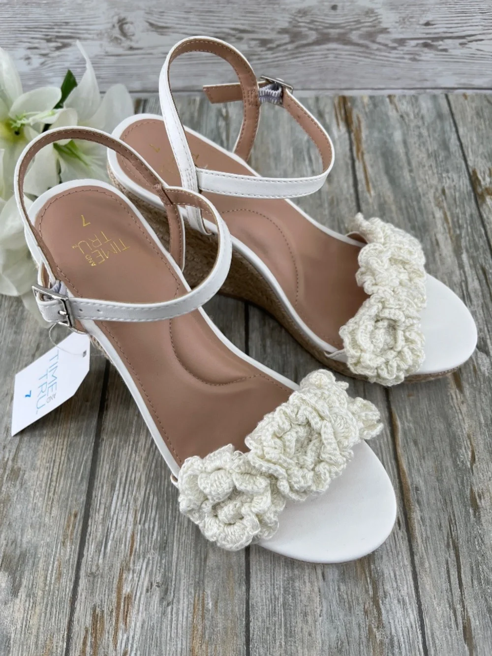 Macrame Flower Espadrille Wedge Sandals Shoes Size 7